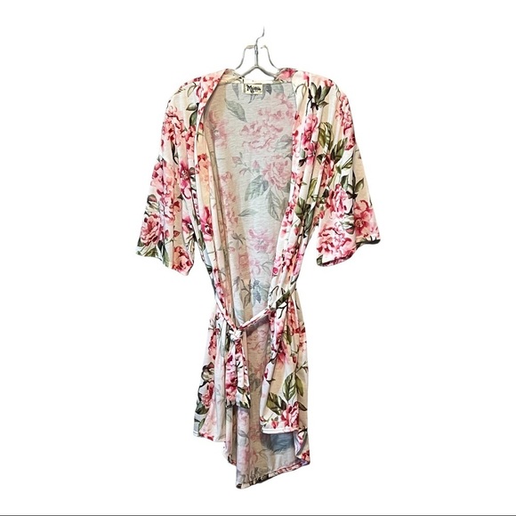 Show Me your MuMu Brie Garden Of Blooms Floral Kimono Robe w/Detachable Sash - Picture 9 of 10